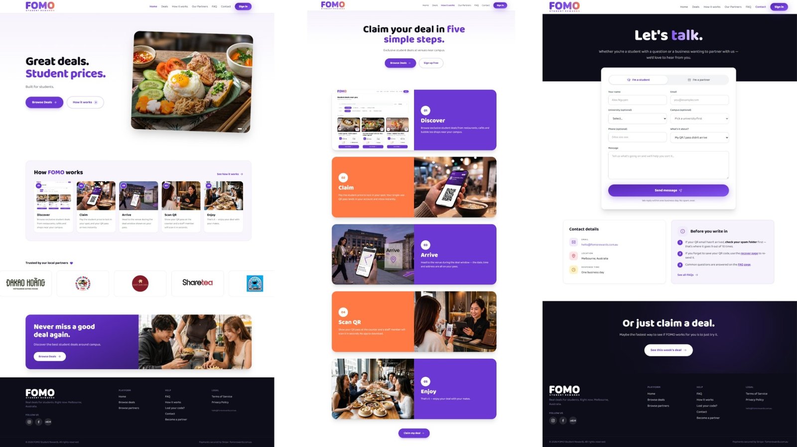 FOMO Student Rewards website — Student Rewards by Rahul Simi