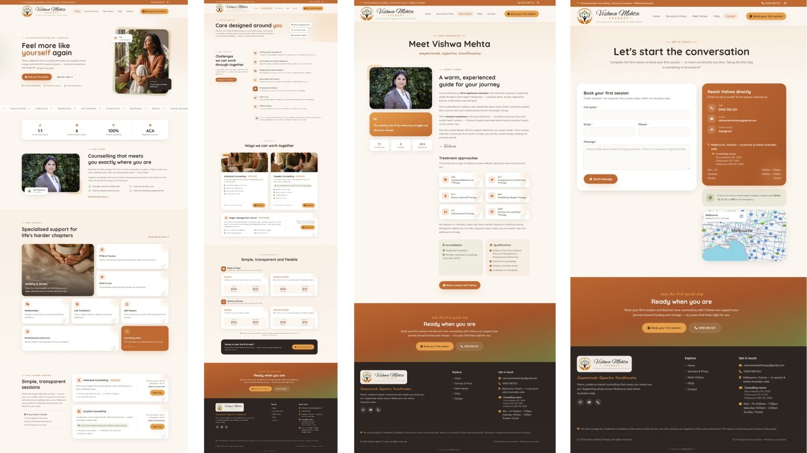 Vishwa Mehta Therapy website — Counselling · Wellness by Rahul Simi